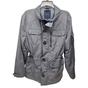 Nautica Men's Gray Hooded Utility Parka Jacket Size M Excellent Condition